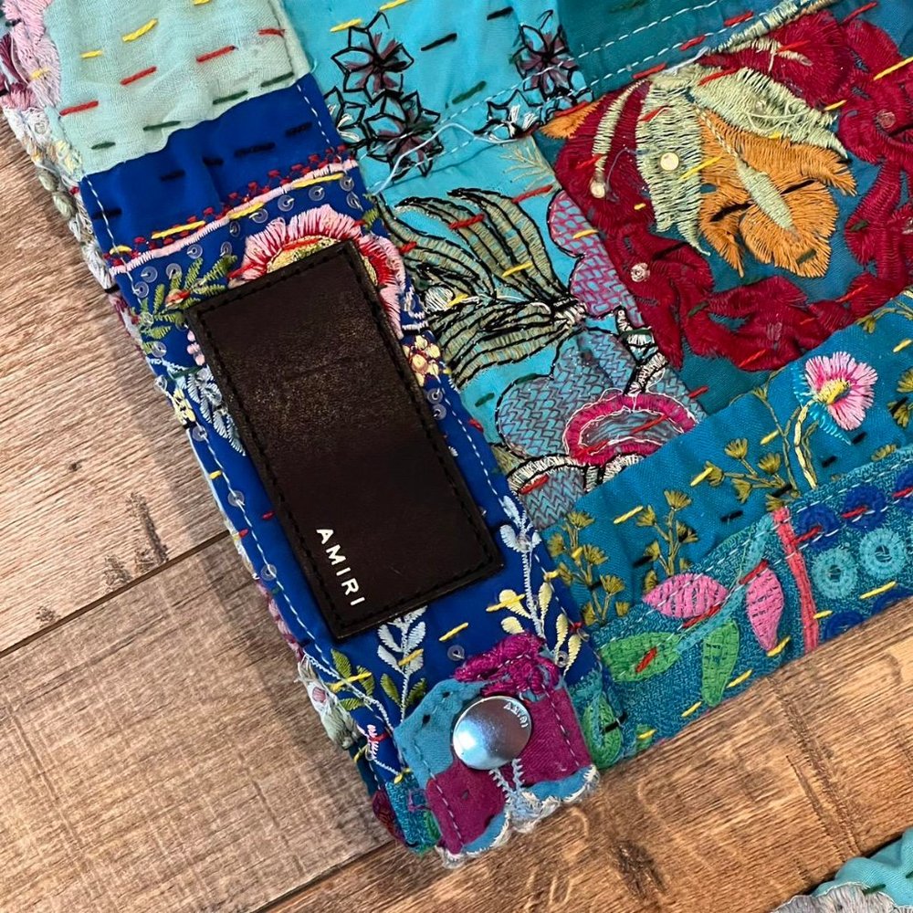 Amiri Embroidered Upcycled Patchwork Trucker Jack… - image 5